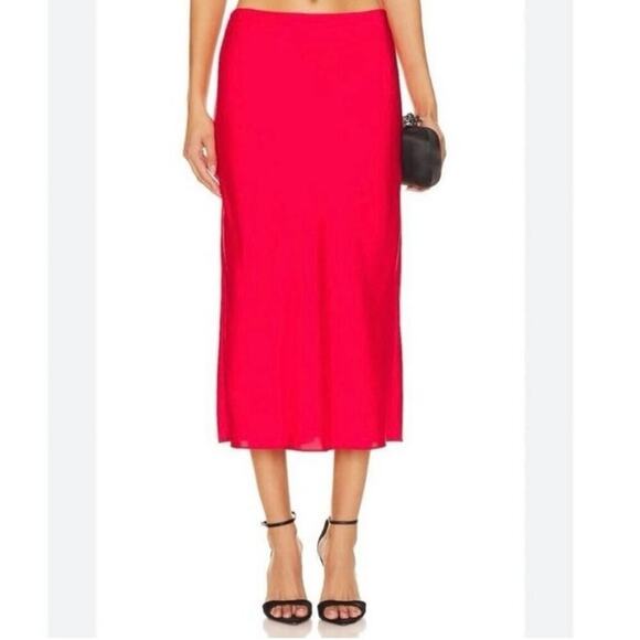 NWT REVOLVE Krisa Hot Pink/ Red Midi Skirt Size Small Satin Slip Skirt - Picture 1 of 5